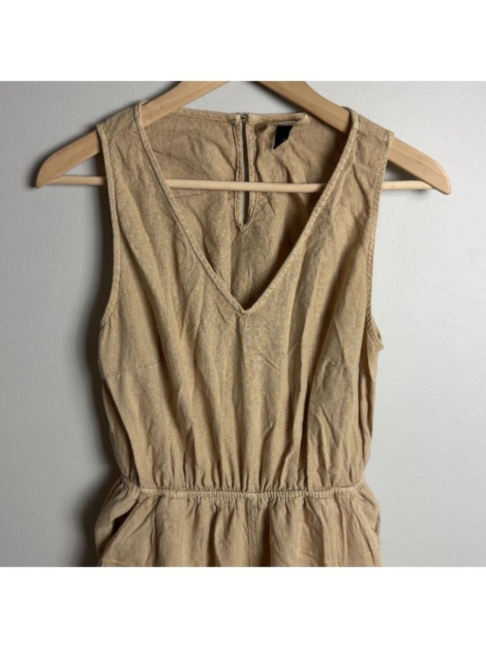 Universal Thread Tan Linen Blend Cutout Back Jumpsuit Size Medium Pockets Womens - Picture 3 of 8